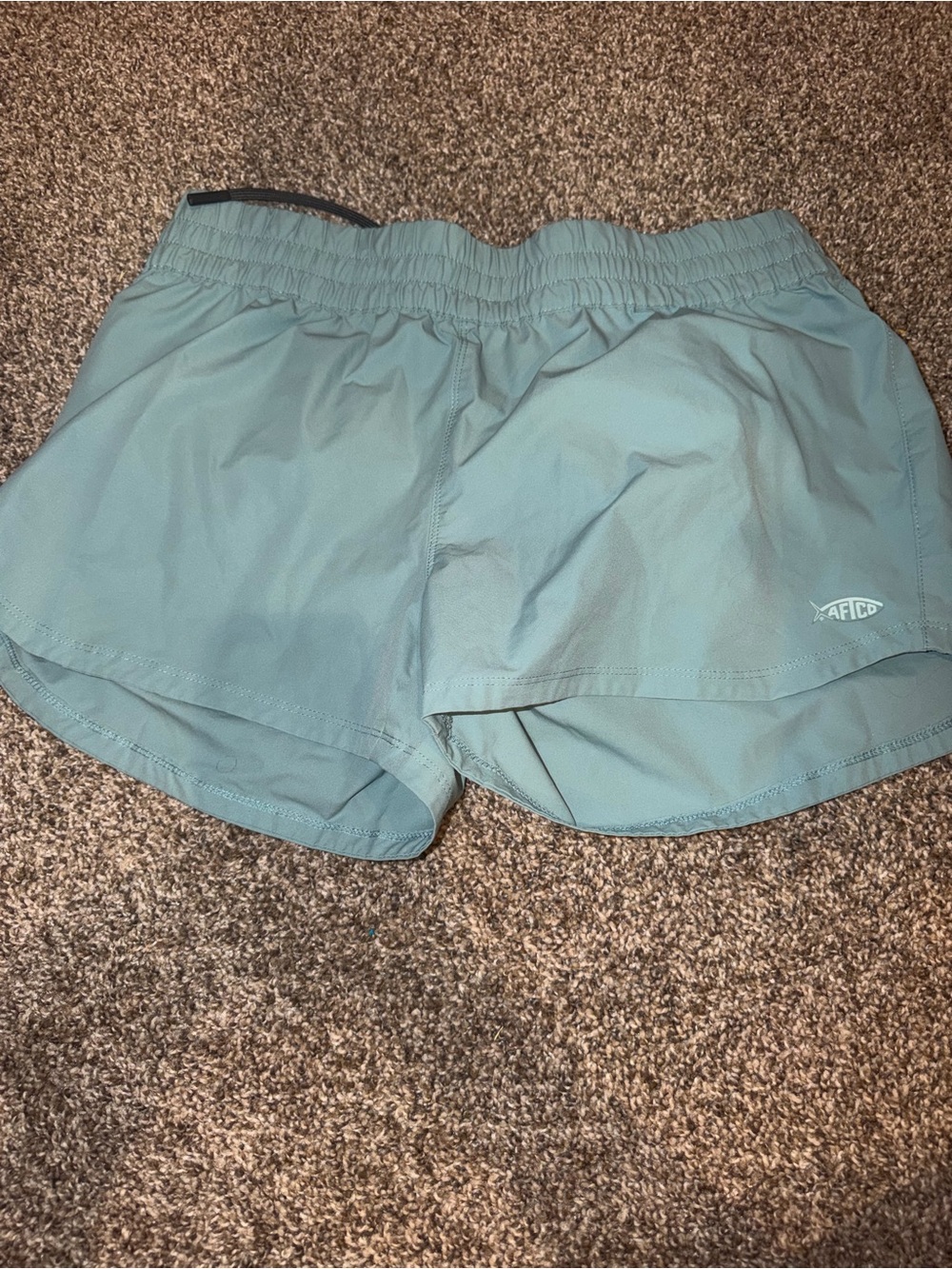 AFTCO Women’s Blue Fishing Shorts Size L Drawstring Elastic Waist Lined Pockets